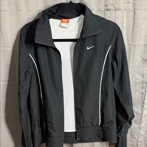 Nike Men's Black Windbreaker with White Accents